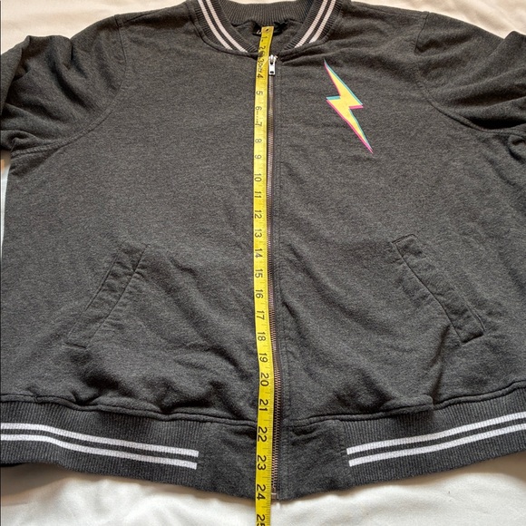 Torrid Lovesick Charcoal Gray Fleece Jacket Size 2 Skulls Bolts Full Zip - Picture 6 of 11